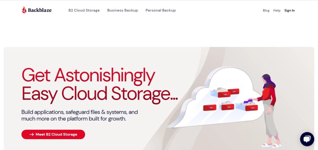 Backblaze cloud storage website homepage