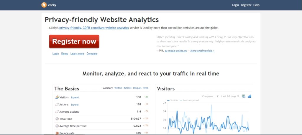 Clicky analytics a Google analytics alternative for WordPress