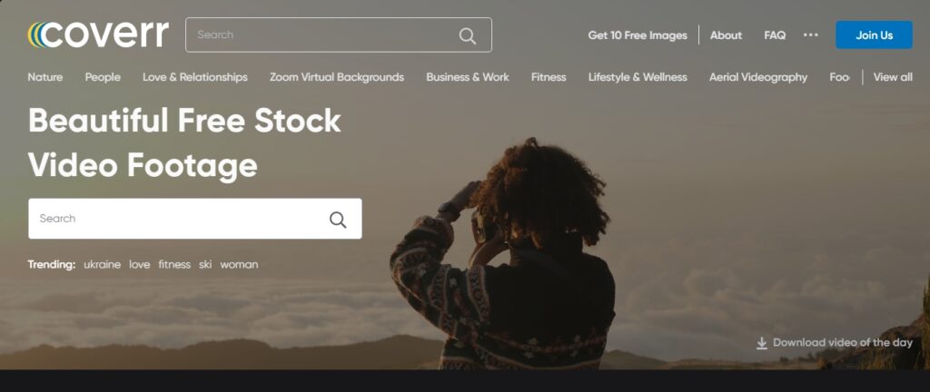 Coverr stock video website homepage