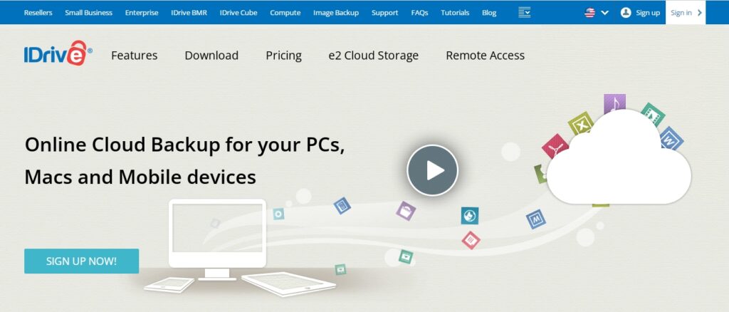 iDrive cloud storage website homepage
