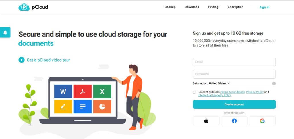 pCloud cloud storage website homepage