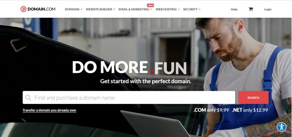 Domain.com homepage