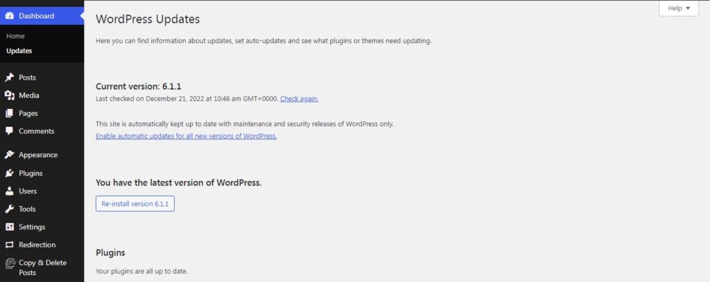 Update WordPress to the latest version to solve a slow WordPress website 