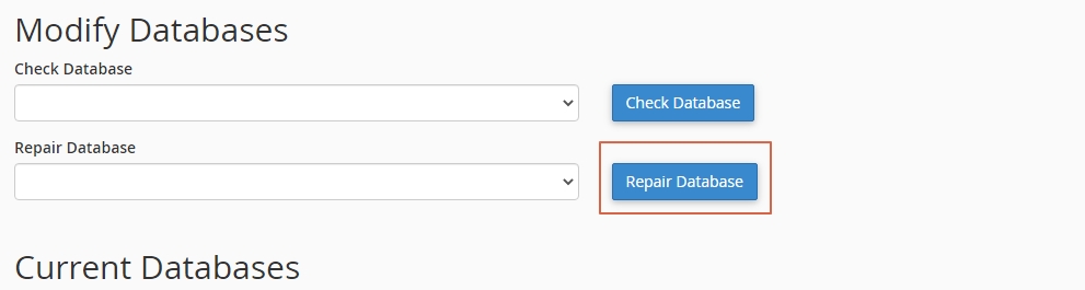repair database to fix the error establishing a database connection