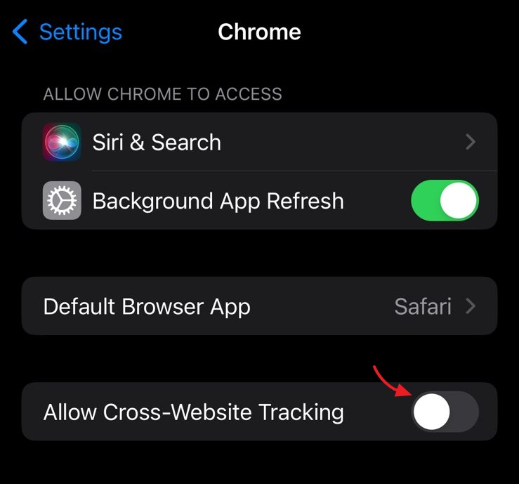disable tracking setting
