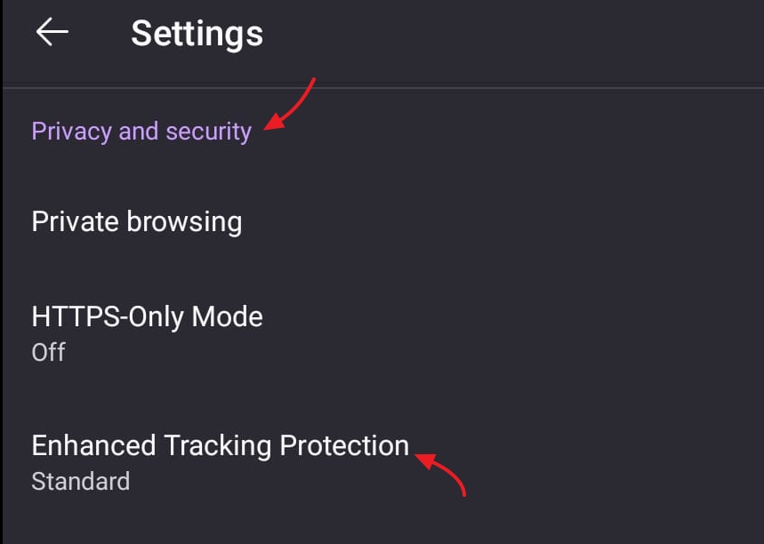 enhanced tracking protection on Firefox