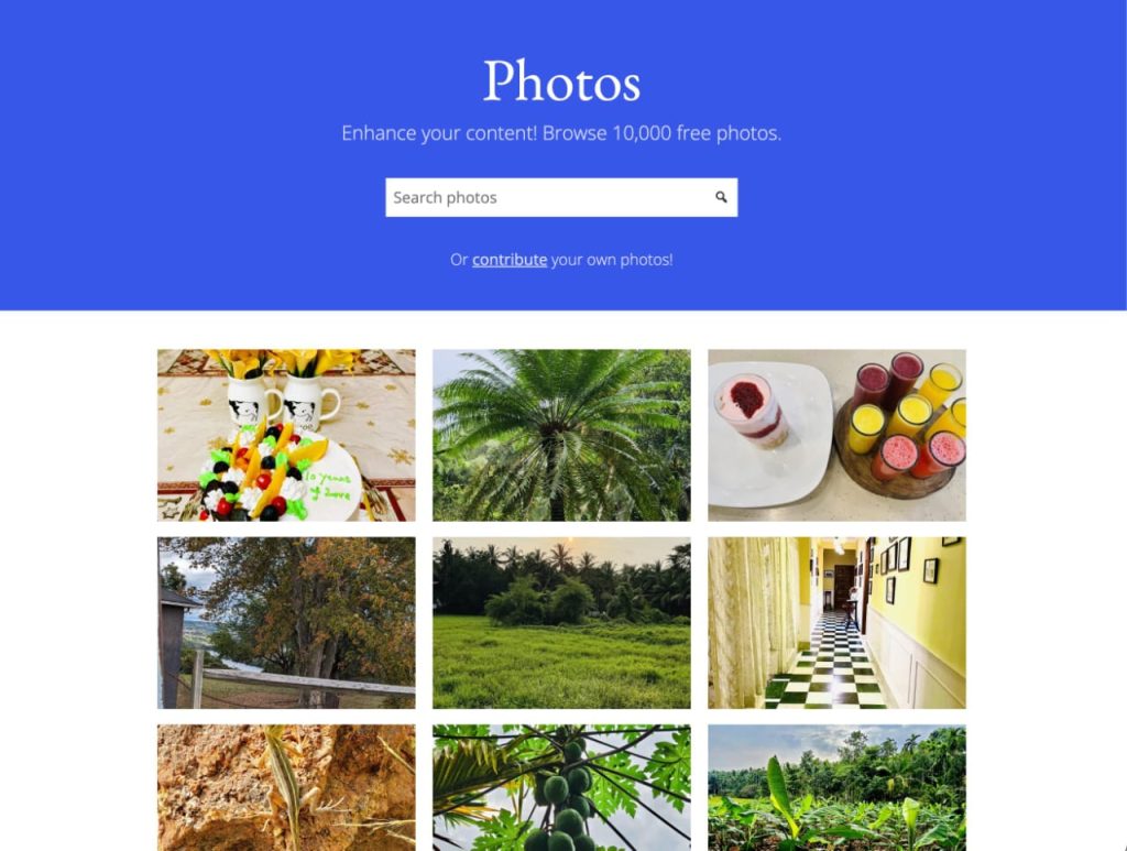 Screenshot of Photo Directory showing 10000 free photos.