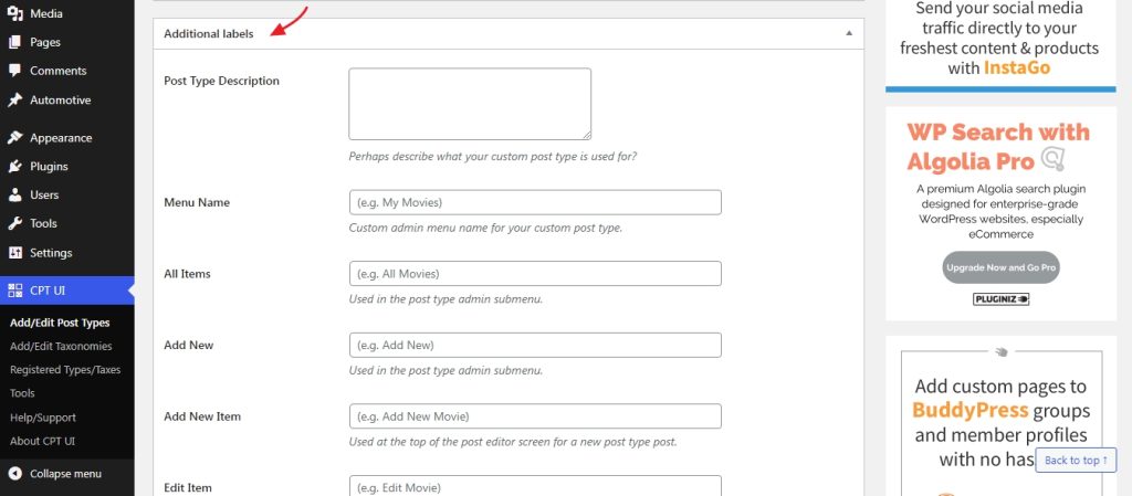 additonal settings