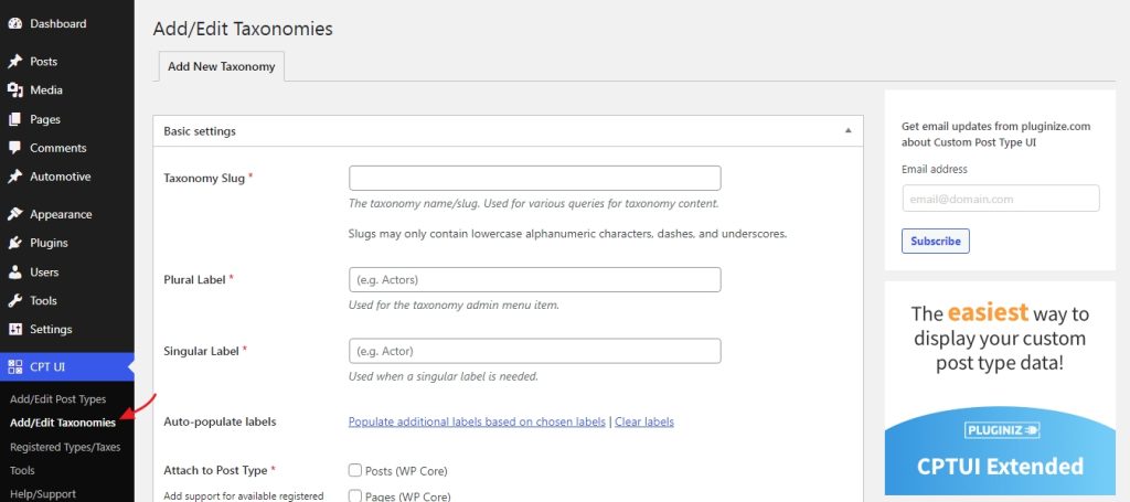 creating custom WordPress taxonomies