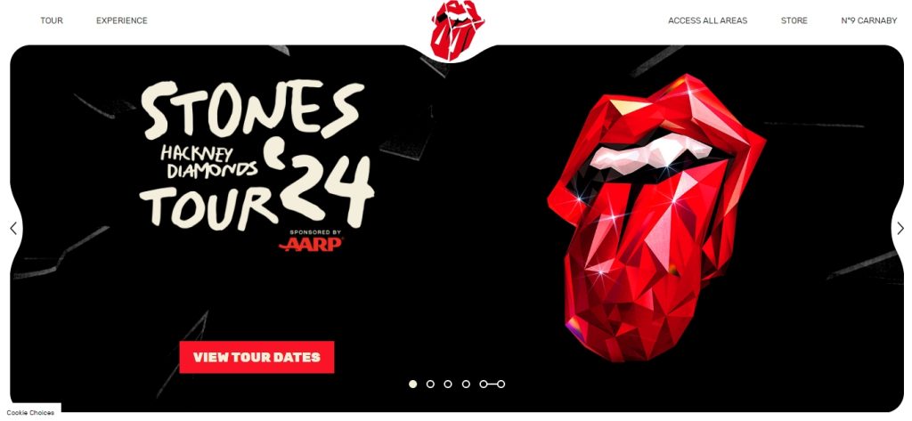 Rolling Stones website homepage