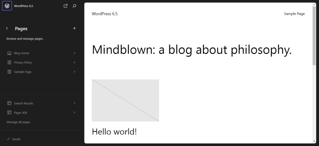 site editor in WordPress 6.5