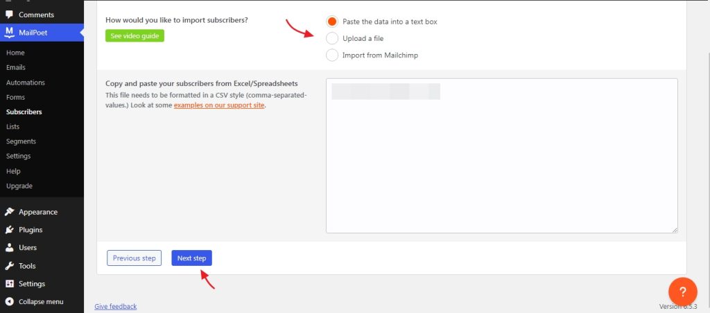 various methods to import mailing list