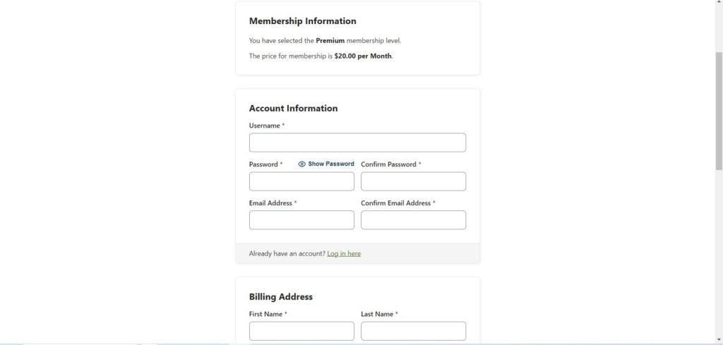 membership information form