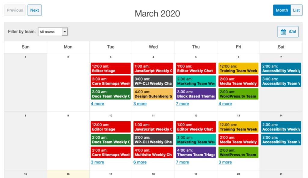 old meeting calendar design