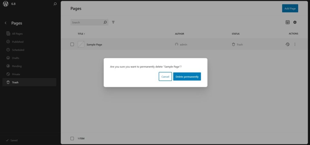 new confirmation message in data views