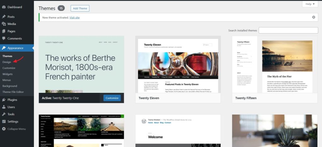 style book for classic theme in WordPress 6.8
