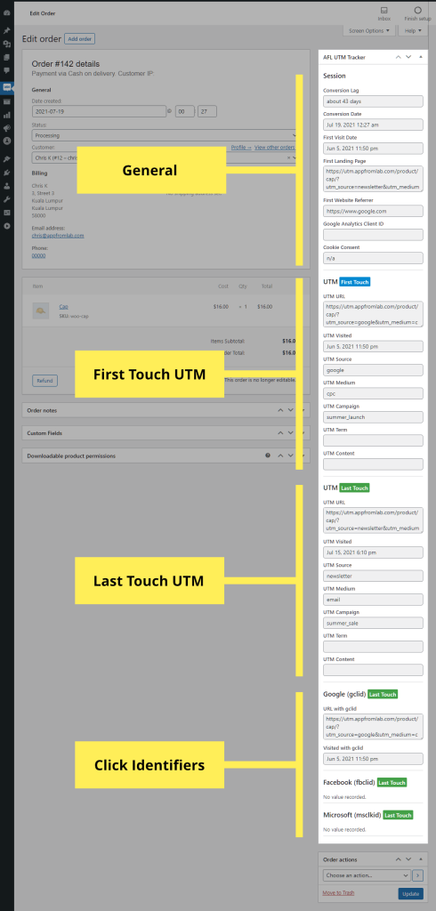afl utm tracker plugin woocommerce report
