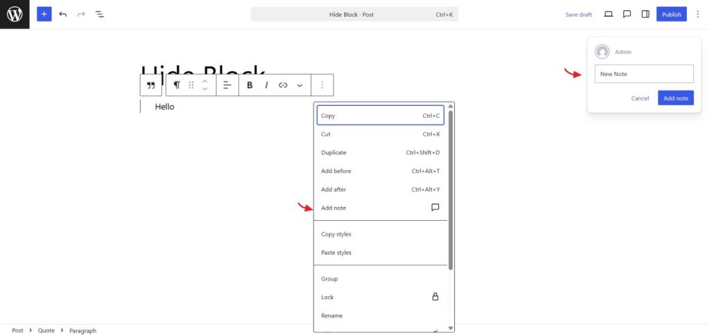 new notes in wordpress 6.9