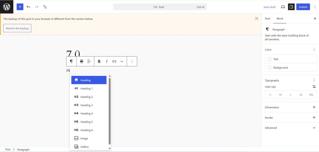 heading block update