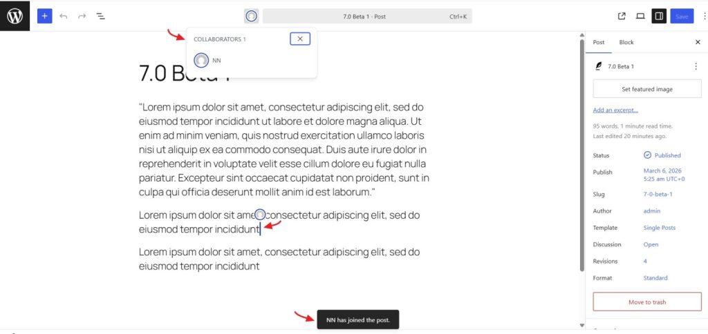 real time collaboration in wordpress 7.0