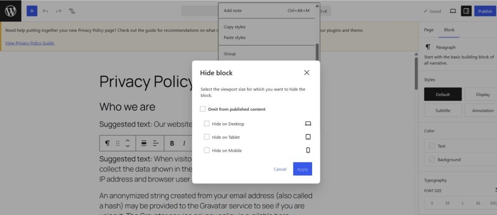 wordpress 7 responsive editing
