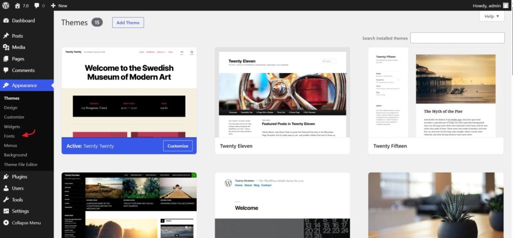 font library classic theme support