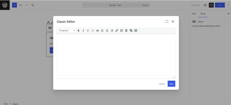 WordPress 7.1 To Hide Classic Block From Inserter Ahead Of Planned ...